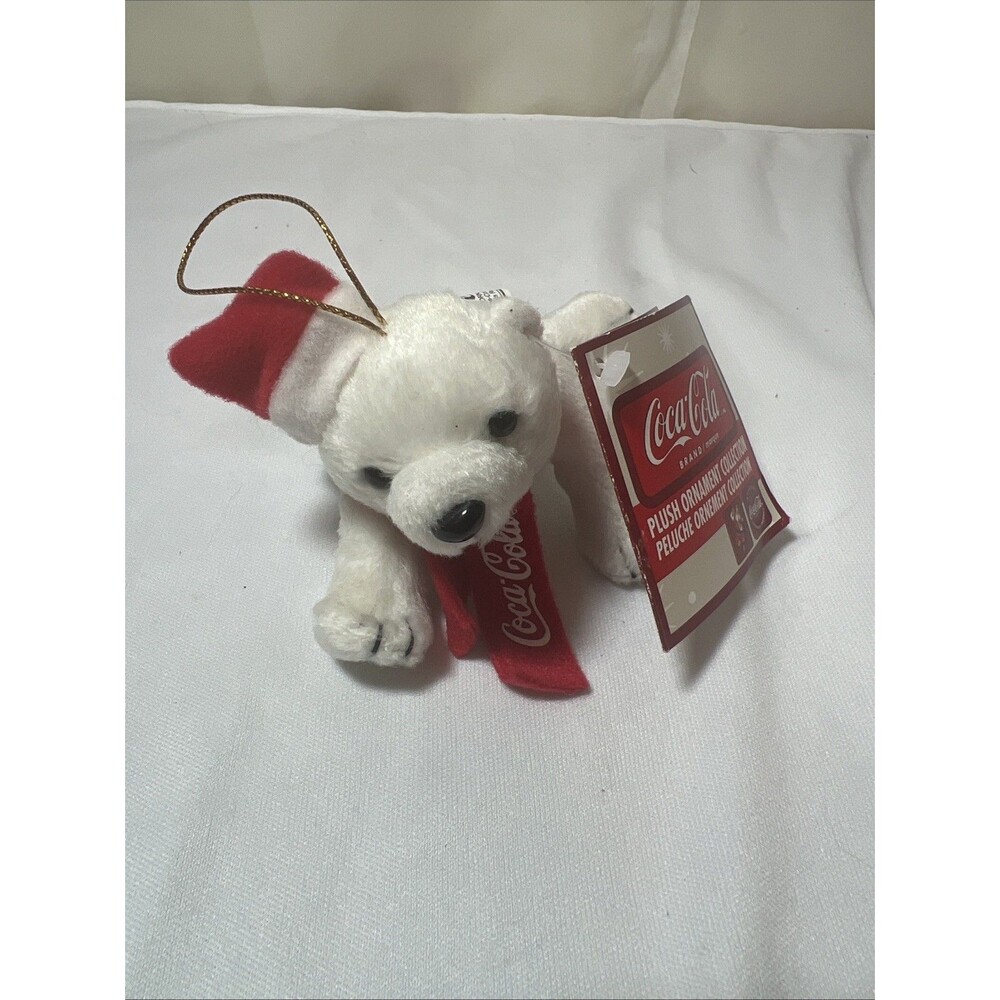 Coca-cola Plush Collectible Ornament With Santa Hat And Scarf‎